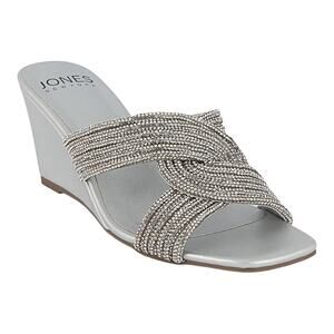 Jones New York Women's Irebbo Wedge Slide Dress Sandals Silver Size 7 1/2